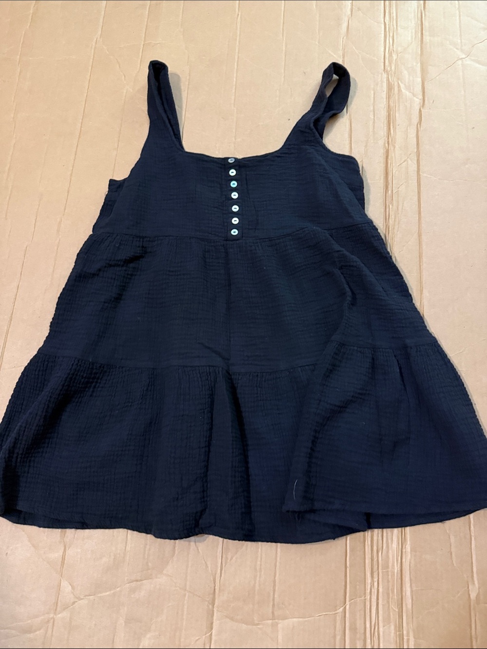 Urban Outfitters Black Tiered Button-Front Tank Dress